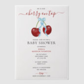 Cherry auf Top-moderne Babydusche Blue Bow Bow Pergament Einladungen (Vorderseite)
