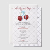 Cherry auf Top-moderne Babydusche Blue Bow Bow Pergament Einladungen (Versetzt (Einladung))