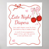 Cherry auf Top Pink Bow Baby Late Night Diapers Poster (Vorne)