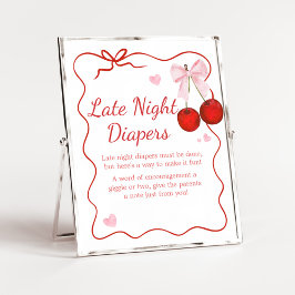 Cherry auf Top Pink Bow Baby Late Night Diapers Poster