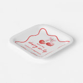 Cherry auf Top Pink Bow Geburtstag Pappteller (Gewinkelt)