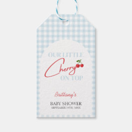 Cherry auf Top Tartan Kariert Baby Dusche Geschenkanhänger