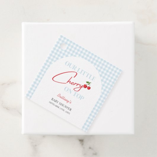 Cherry auf Top Tartan Kariert Baby Dusche Geschenkanhänger (Beispiel)