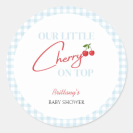 Cherry auf Top Tartan Kariert Baby Dusche Runder Aufkleber