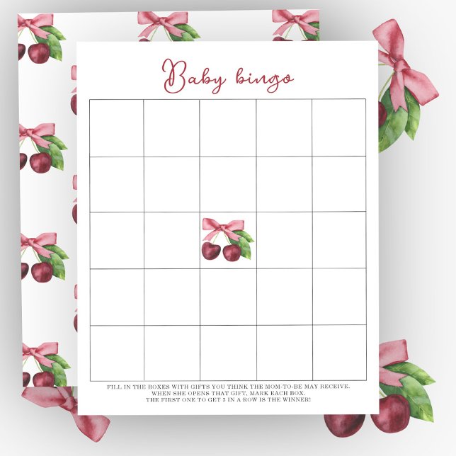 Cherry Baby Dusche Baby Dusche Bingo Spiel (Von Creator hochgeladen)