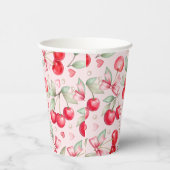 Cherry Baby Dusche Pink Bow & Pearl Paper Cup Pappbecher (Rechts)