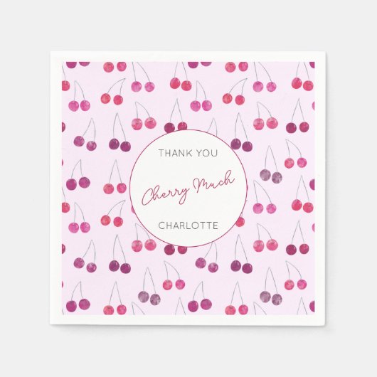 Cherry Baby Dusche Pink Serviette (Vorderseite)