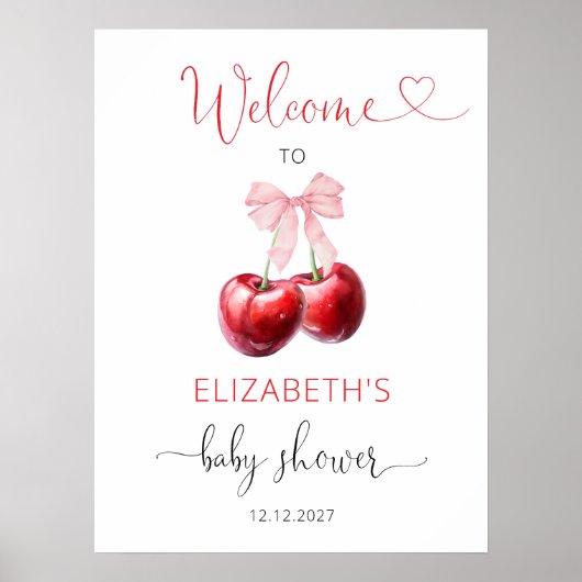 Cherry Baby Dusche Willkommen Poster (Vorne)