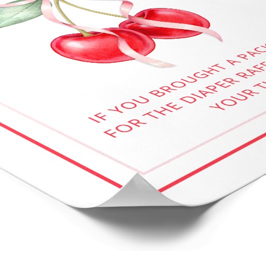 Cherry Baby Dusche Windeln Raffle-Zeichen Poster (Ecke)