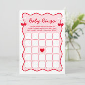Cherry Baby Shower Bingo Game Card Einladung (Stehend Vorderseite)