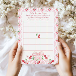 Cherry Baby Shower Bingo Game Card Einladung