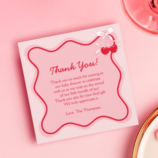 Cherry Baby Shower Dankeskarte