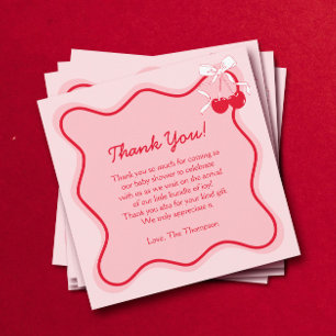 Cherry Baby Shower Dankeskarte