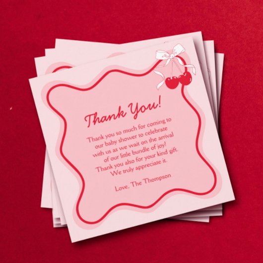 Cherry Baby Shower Dankeskarte