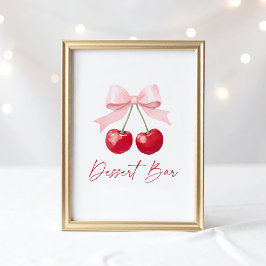 Cherry Baby Shower Dessert Bar Sign Poster