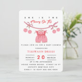 Cherry Baby Shower Einladung Kirsche auf oberster  (Stehend Vorderseite)