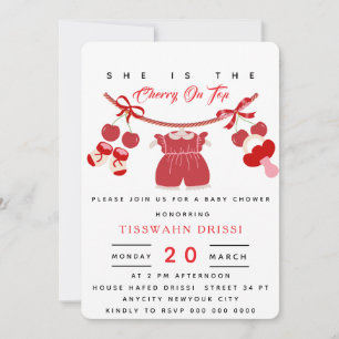 Cherry Baby Shower Einladung Kirsche auf oberster