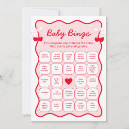 Cherry Baby Shower Find the Guest Bingo Game Card Einladung