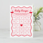 Cherry Baby Shower Find the Guest Bingo Game Card Einladung (Stehend Vorderseite)