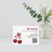 Cherry Baby Shower Gift Registry QR Code Sweet Bow Begleitkarte (Stehend Vorderseite)