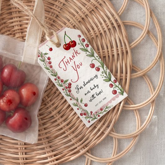 Cherry Baby Shower Gift Tag Geschenkanhänger