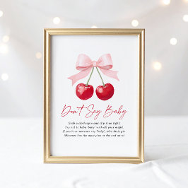Cherry Baby Shower Say Baby Sign Poster