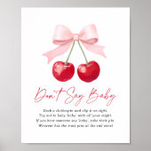 Cherry Baby Shower Say Baby Sign Poster (Vorne)