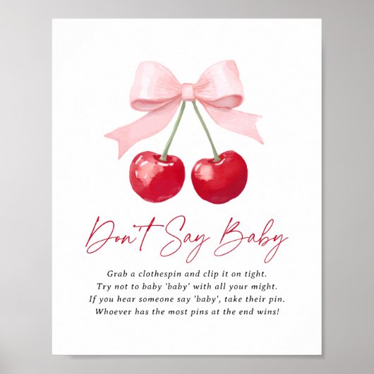 Cherry Baby Shower Say Baby Sign Poster (Vorne)