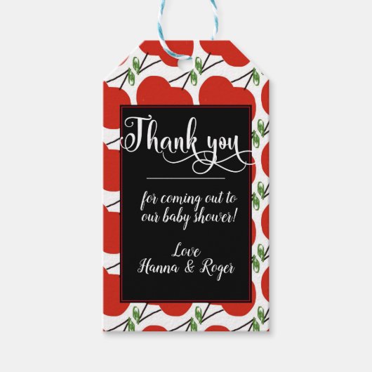 Cherry Baby Shower Twins Danke Geschenkanhänger (Vorderseite)