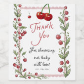 Cherry Baby Shower  Weinetikett (Einzelnes Label)