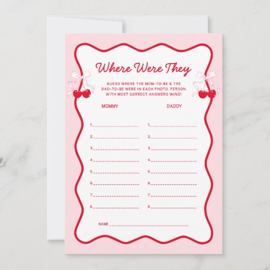 Cherry Baby Shower Where Were They Game Einladung (Vorderseite)