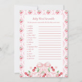 Cherry Baby Shower Word Scramble Game Card Einladung (Vorderseite)