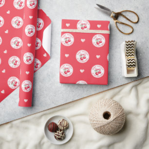 Cherry Baby Shower Wrapping Paper mit Herz Geschenkpapier