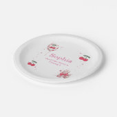 Cherry Balloon Dog Birthday Party Paper Plate Pappteller (Schrägansicht)