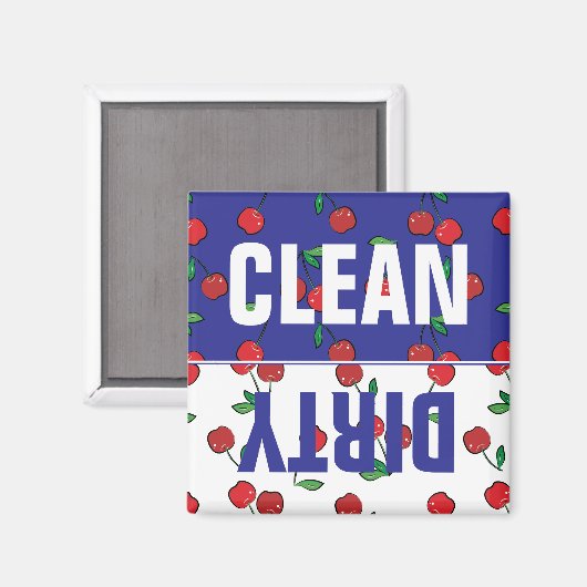 Cherry Berries Red Pattern Moderne Blaue Geschirrs Magnet (Vorderseite/Rückseite)
