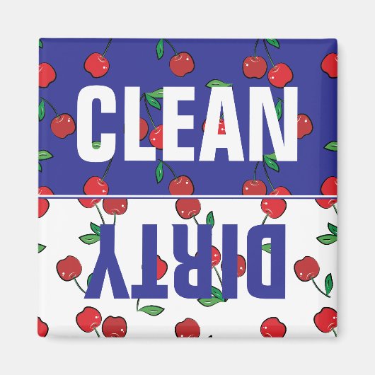 Cherry Berries Red Pattern Moderne Blaue Geschirrs Magnet (Vorne)