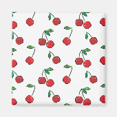 Cherry Berries Red Pattern Moderner Retro Spaß Magnet (Vorne)