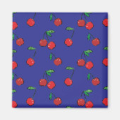 Cherry Berries Red Pattern Modernes Retro Blue Fun Magnet (Vorne)