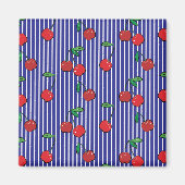 Cherry Berries Red Pattern Modernes Retro Blue Fun Magnet (Vorne)
