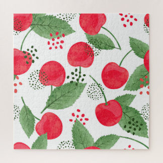 Cherry Berries Vintag, Wasserfarbe nahtlos. Puzzle