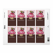 Cherry Berry Cupcake Buchzeichen Labels (Vorne)