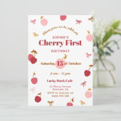 Cherry Birthday Einladung (Stehend Vorderseite)