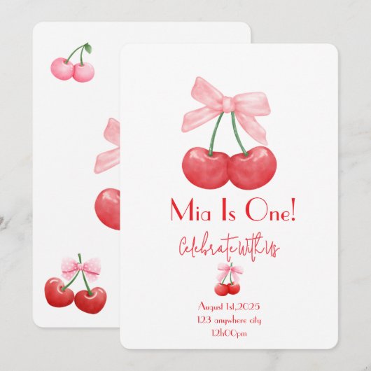 CHERRY BIRTHDAY EINLADUNG (Vorne/Hinten)