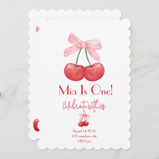 CHERRY BIRTHDAY EINLADUNG (Vorne/Hinten)