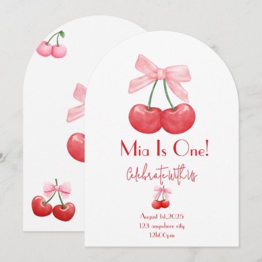 CHERRY BIRTHDAY EINLADUNG (Vorne/Hinten)