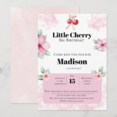 Cherry Birthday Invitation for Girls | Cute Fruit Einladung (Vorne/Hinten)