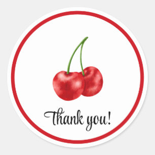 Cherry Birthday Party Danke Gast Fvor Tag, Runder Aufkleber