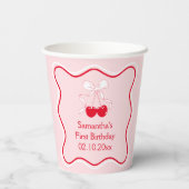 Cherry Birthday Party Pappbecher (Rückseite)