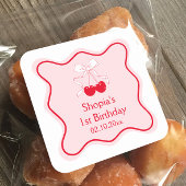 Cherry Birthday Party Quadratischer Aufkleber
