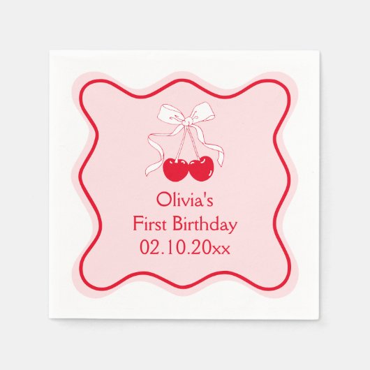 Cherry Birthday Party Serviette (Vorderseite)